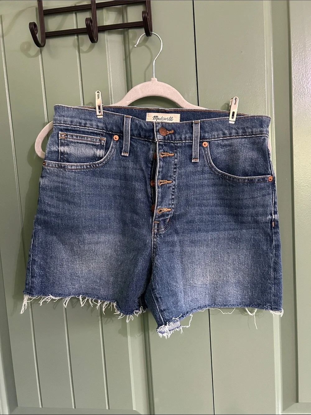 High rise denim shorts